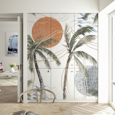 Houseart - ΣΗΜΑΝΤΙΚΟ: Σε περίπτωση διαφοράς τιμής από το κατάστημα ισχύει παντα και μόνο η τιμή του καταστήματος Φοίνικες στο ηλιοβασίλεμα, Line Art, Αυτοκόλλητα ντουλά